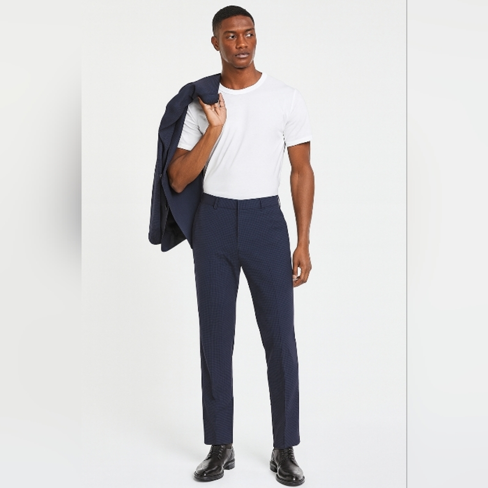 Theory Mini Check Dress Pants Navy Black 32/34 - Picture 11 of 11